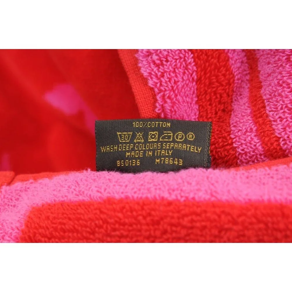 Louis Vuitton Beach Bath Towel Red Pink Drap De Bain Monogram M78643 Cotton